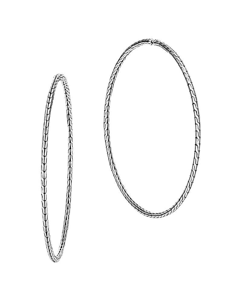 Womens Classic Chain Sterling Silver Hoop Earrings Product Image