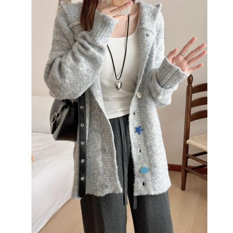 Plain Star Button-Up Cardigan Product Image