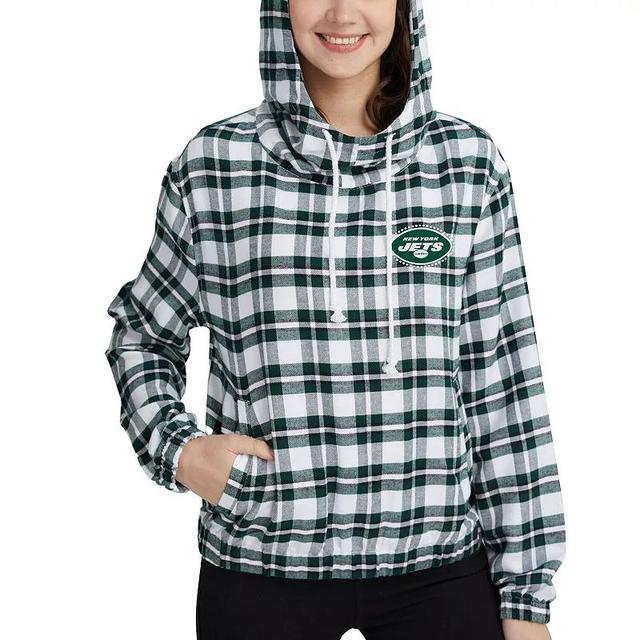 Womens Concepts Sport /Black New York Jets Sienna Flannel Long Sleeve Hoodie Top Product Image