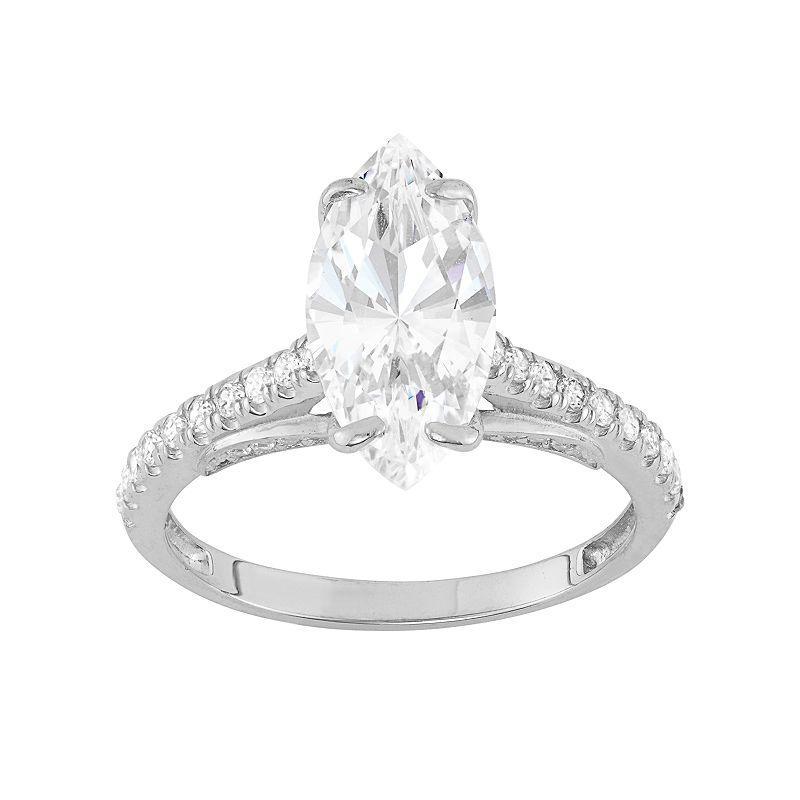 Designs by Gioelli 10k Gold Cubic Zirconia Marquise Engagement Ring, Womens White Product Image