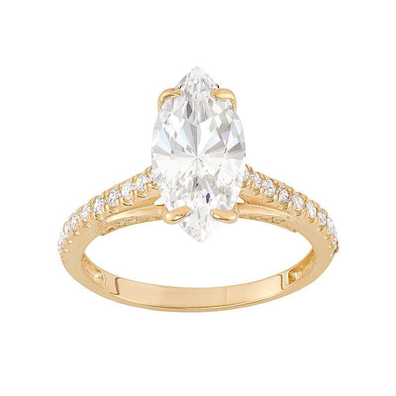 Designs by Gioelli 10k Gold Cubic Zirconia Marquise Engagement Ring, Womens Yellow Product Image