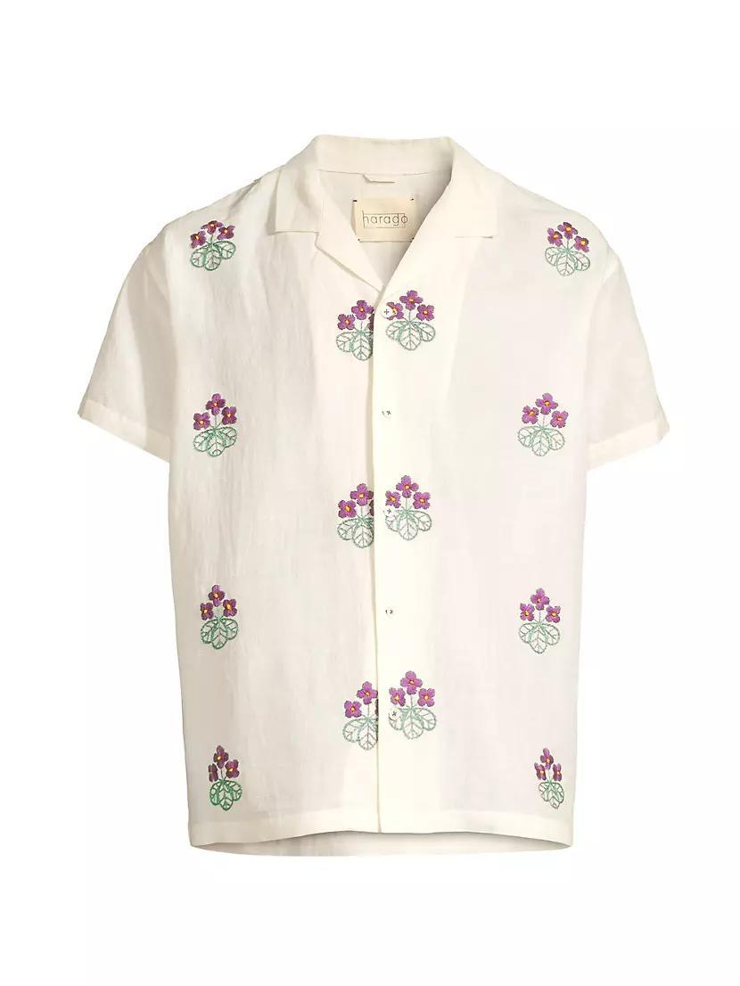 Craft Heritage Floral-Embroidered Linen Camp Shirt Product Image