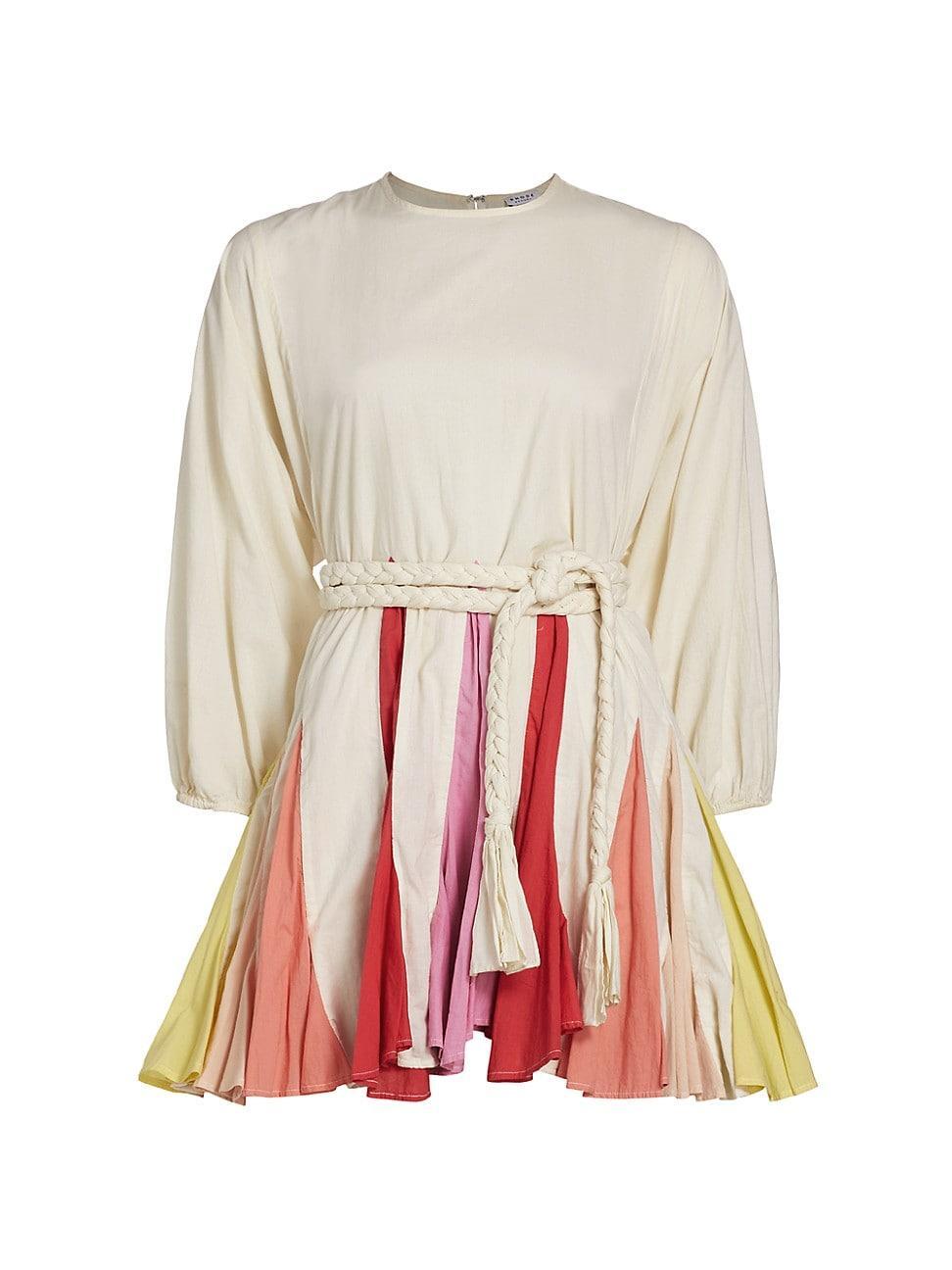 Womens Ella Colorblock Pleat Minidress Product Image