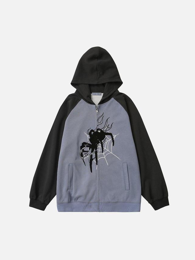 Aelfric Eden Embroidery Flame Spider Zip Up Hoodie Product Image