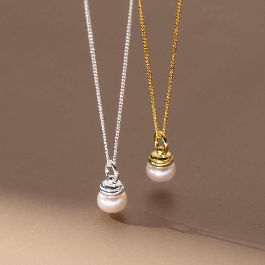 S925 Sterling Silver Faux Pearl Pendant Necklace Product Image