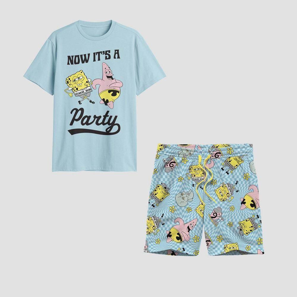 Mens SpongeBob Party Pajama Set 2pc - Yellow/Light Blue Product Image