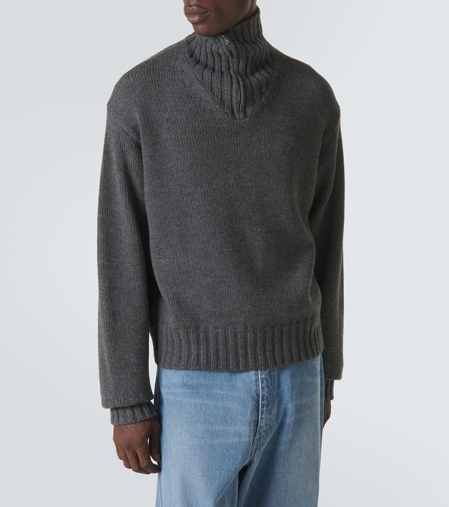 AURALEE Wool Half-zip Sweater In Grey Product Image