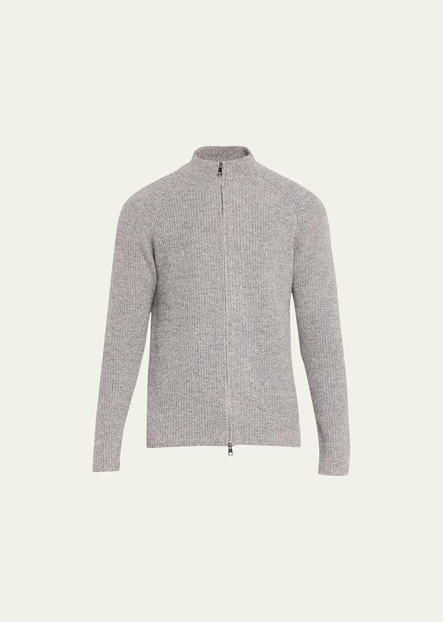 Mens Wool-Cashmere Mouline Full-Zip Sweater Product Image