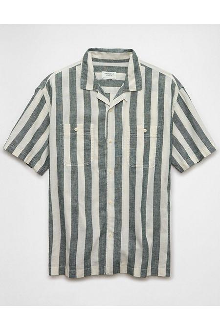 AE Linen-Blend Striped Button-Up Poolside Shirt Men's Product Image