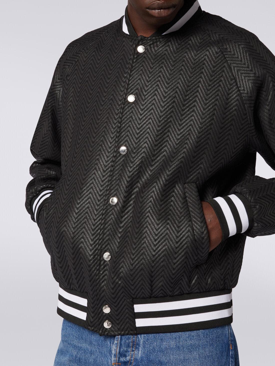 Bomber jacket in zigzag viscose and cotton Black | Missoni Product Image