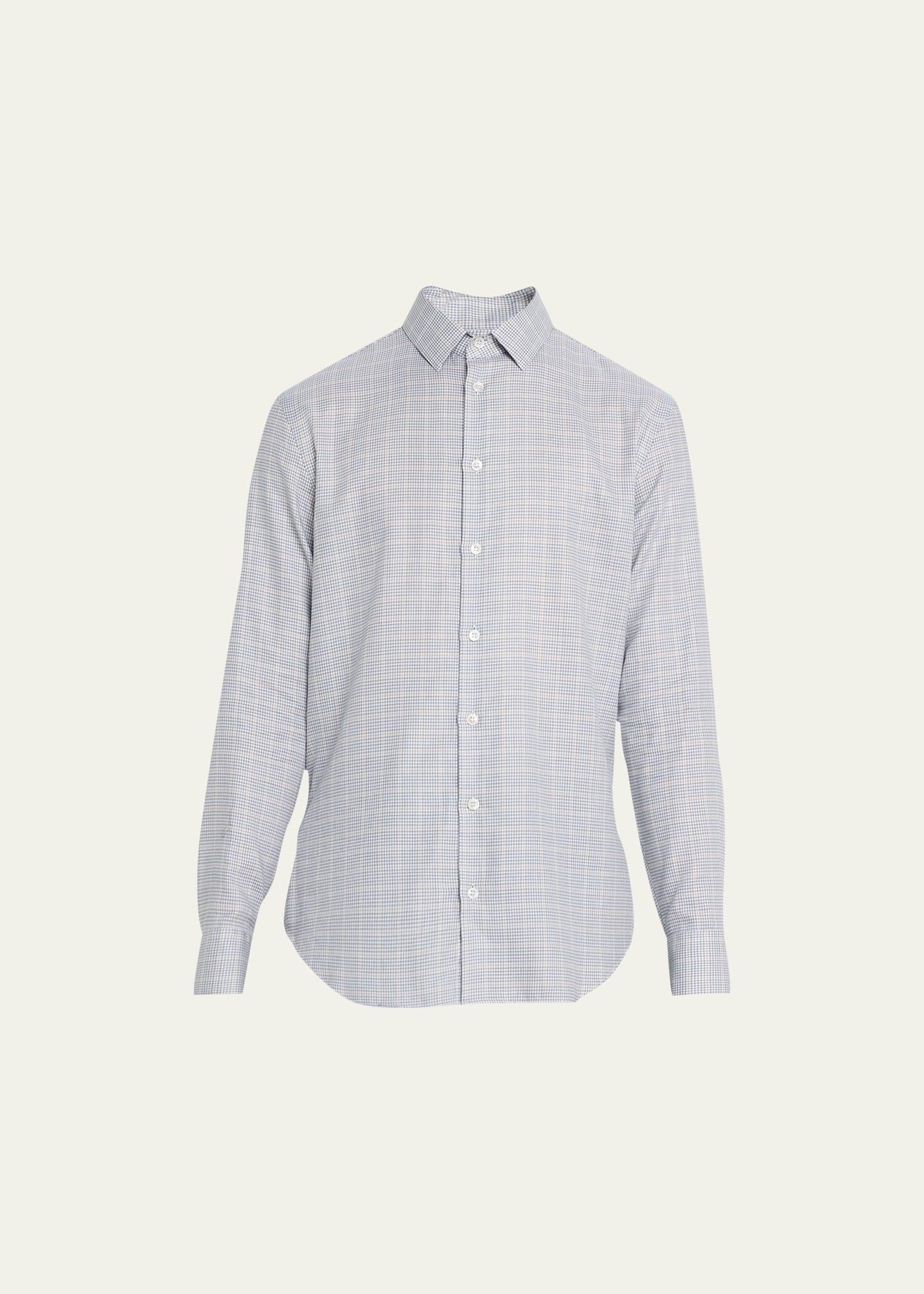 Mens Cotton Check Dress Shirt Product Image