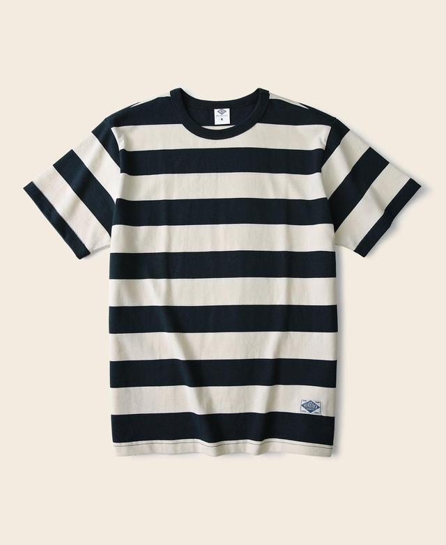 Heavyweight Cotton Wide Striped T-Shirt - Blue/White Product Image