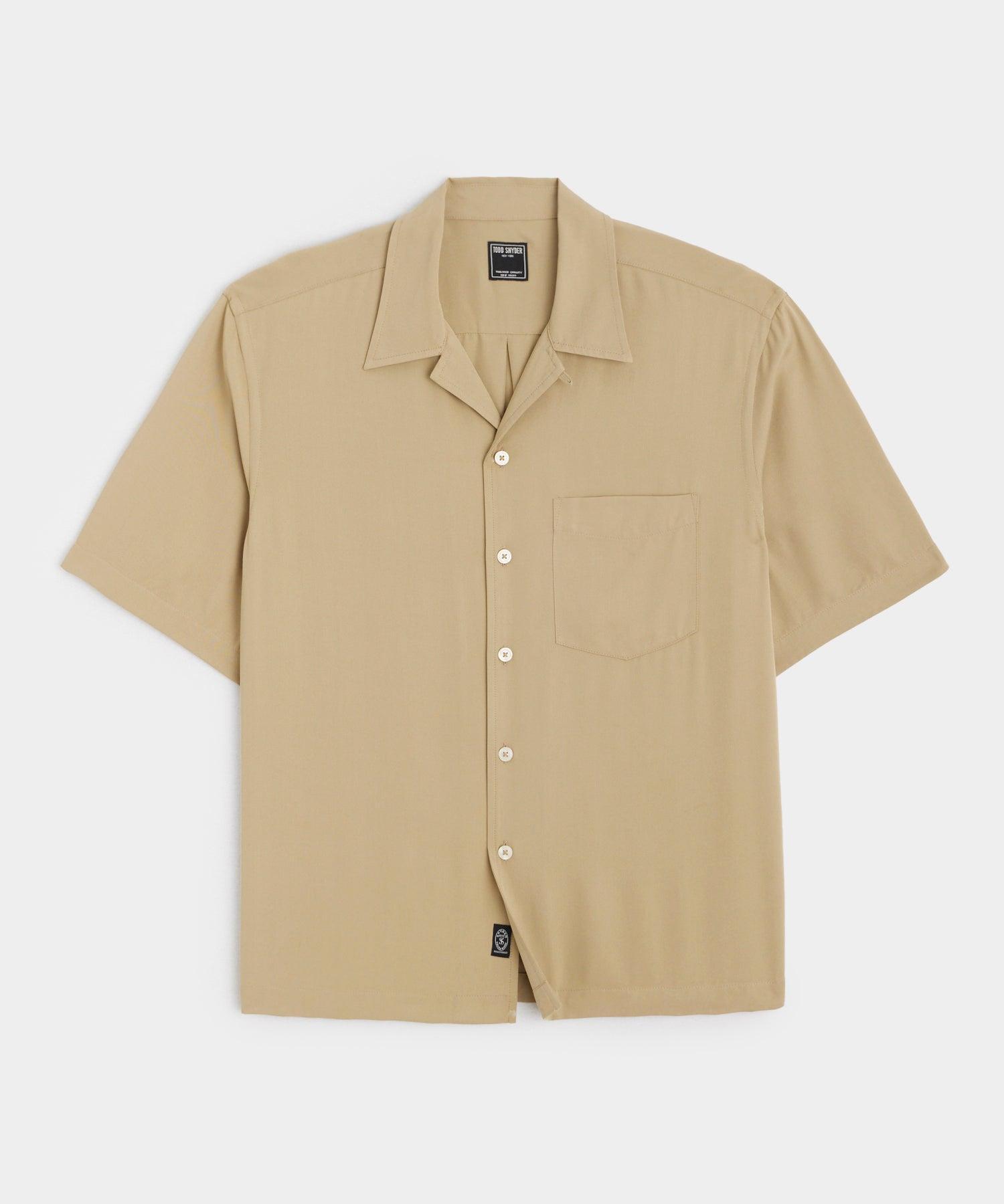 Short Sleeve Rayon Hollywood Shirt in Khaki Product Image