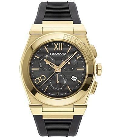 Mens Vega Chrono IP Yellow Gold Rubber-Strap Watch, 42mm Product Image