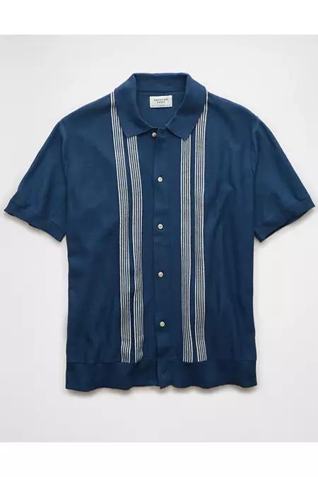 AE Button-Up Striped Sweater Polo Shirt Men's Product Image