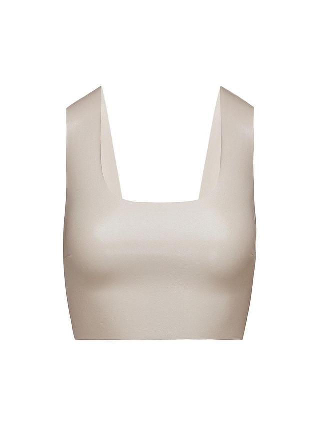 Womens Squareneck Faux Leather Crop Top Product Image