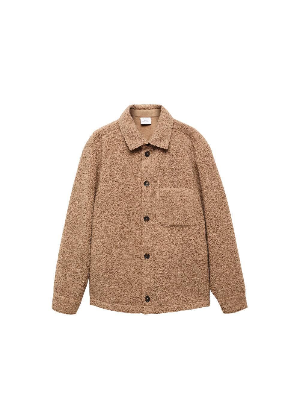 MANGO MAN - Shearling overshirt with pocket medium brownMen Product Image