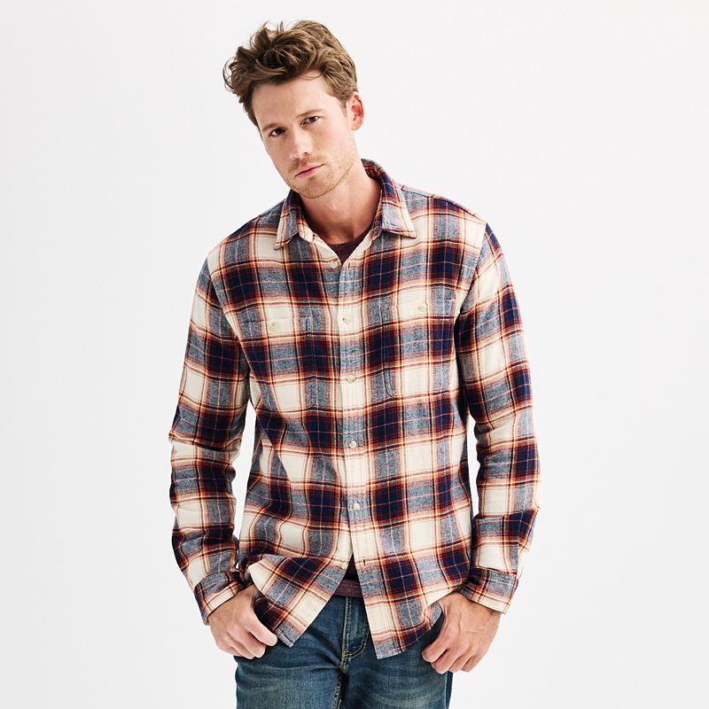 Mens Sonoma Goods For Life Flannel Button-Down Shirt Green Product Image