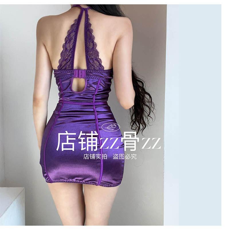 Strapless Lace Panel Mini Bodycon Corset Dress Product Image