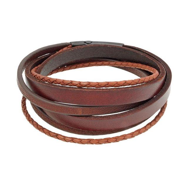 LYNX Black Ion-Plated Stainless Steel Wrap Bracelet - Men, Mens Brown Product Image