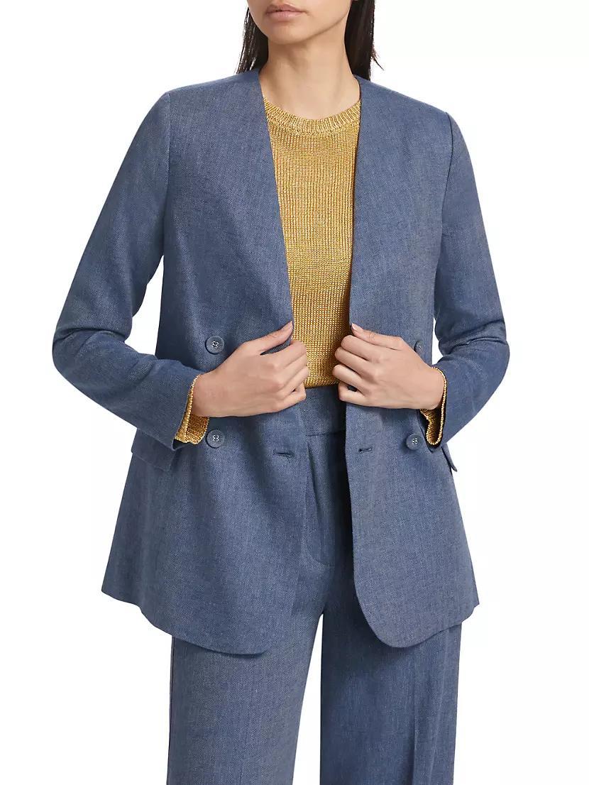 Linen-Blend Double-Breasted Blazer Product Image