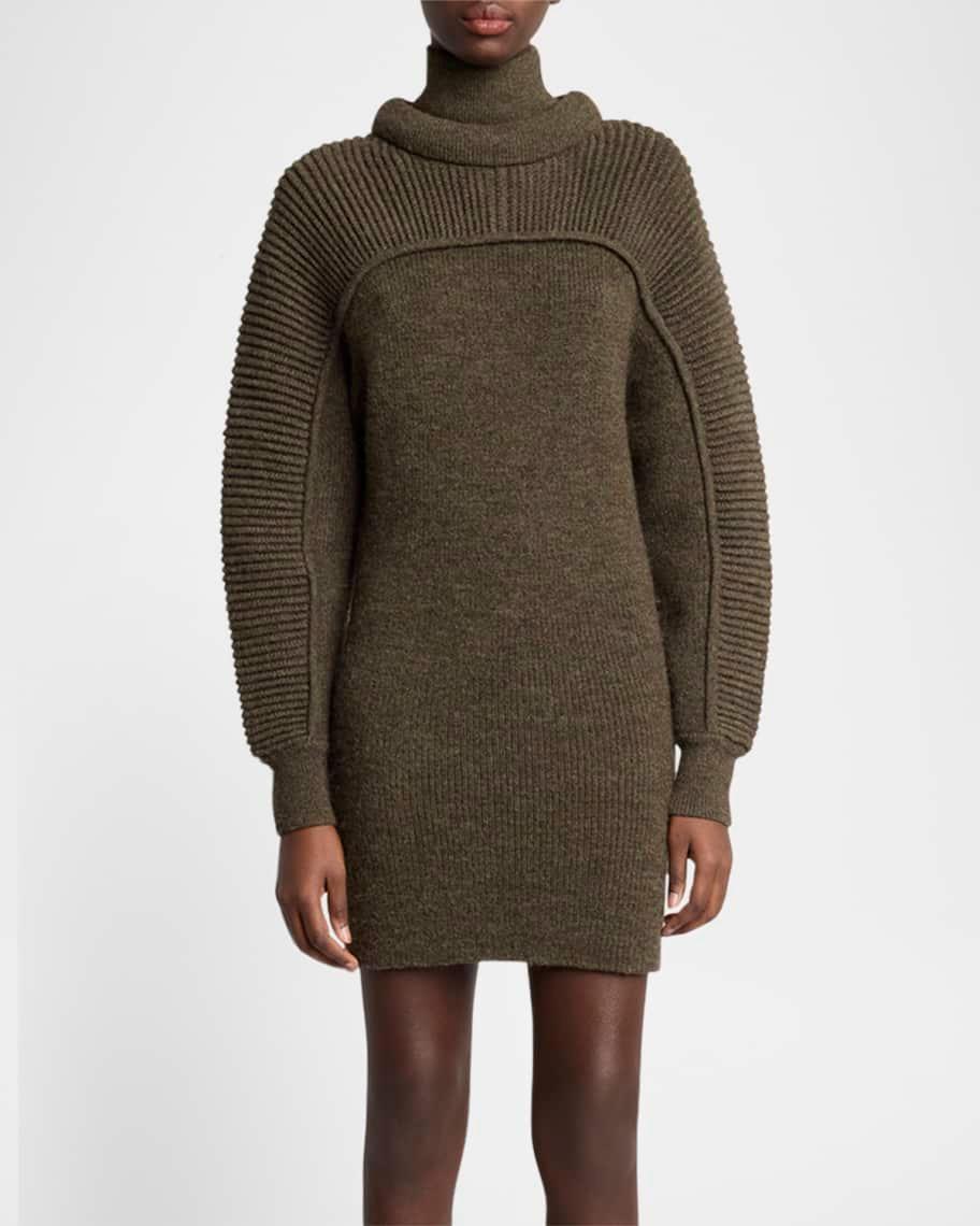 Hilde Pleated-Knit Turtleneck Mini Sweater Dress product image