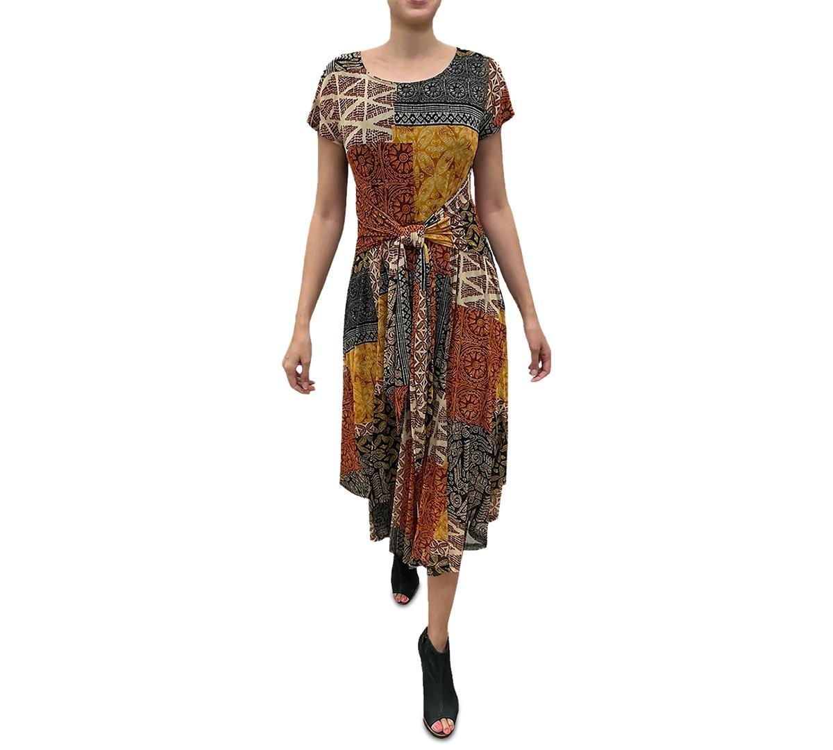 Robbie Bee Womens Printed Tie-Front Midi Dress Product Image