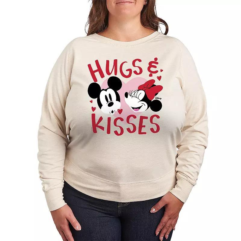 Disneys Mickey & Minnie Mouse Plus Size Hugs & Kisses Lightweight French Terry Sweatshirt, Womens Product Image