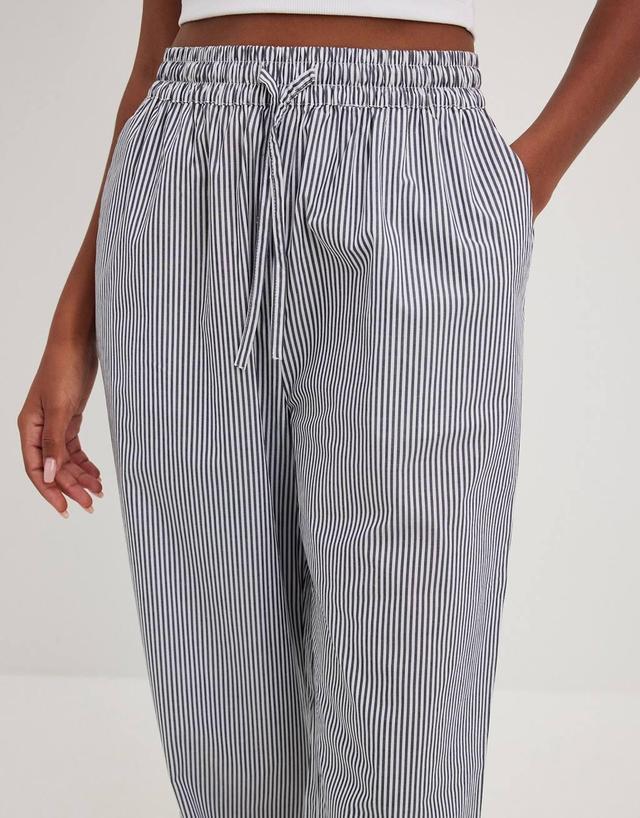 NA-KD striped drawstring pants in navy  Product Image