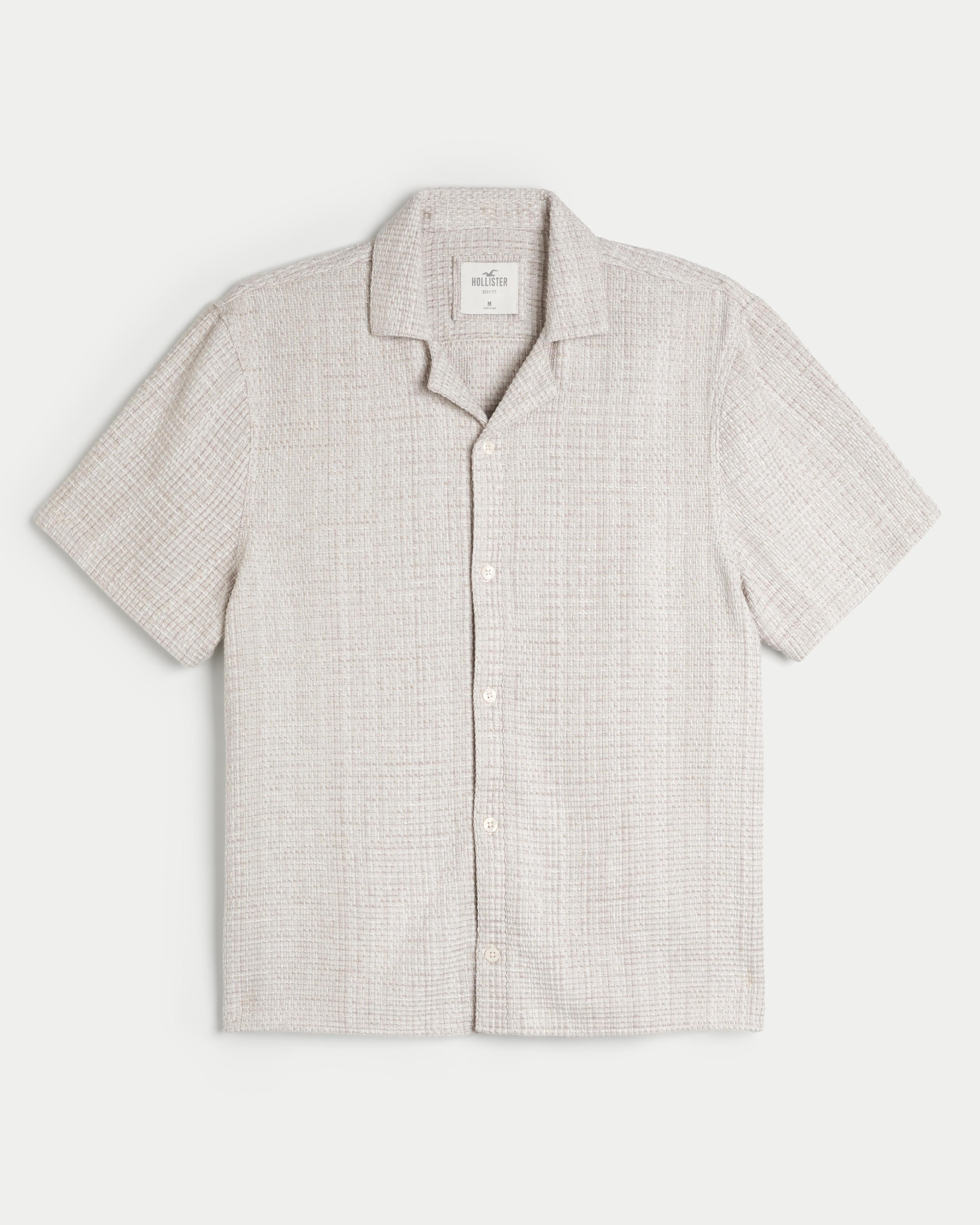 Boxy Short-Sleeve Textured Shirt Product Image