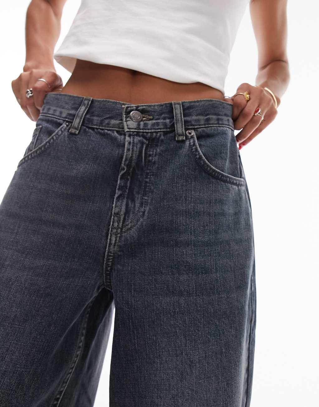 Topshop cinch back jeans in dirty blue Product Image