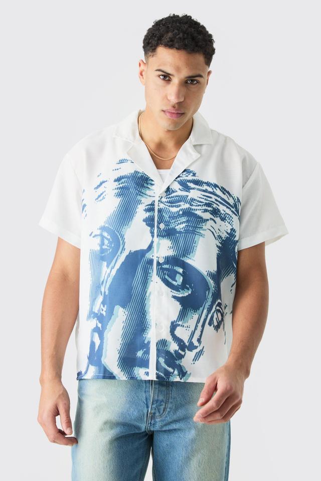 Short Sleeve Boxy Double Statue Shirt | boohooMAN USA Product Image