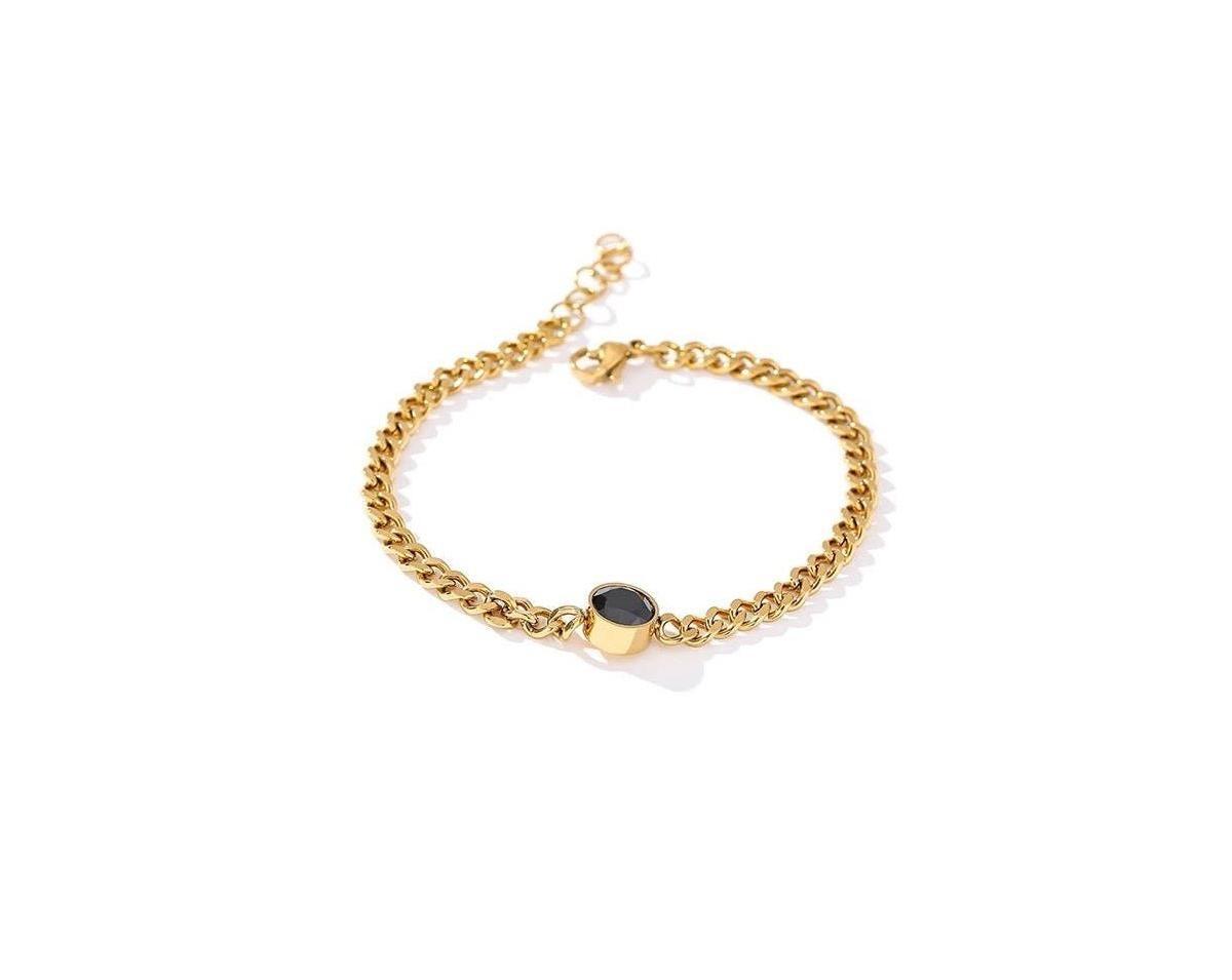 Link Chain Bracelet for Women with Black Crystal Charm Product Image