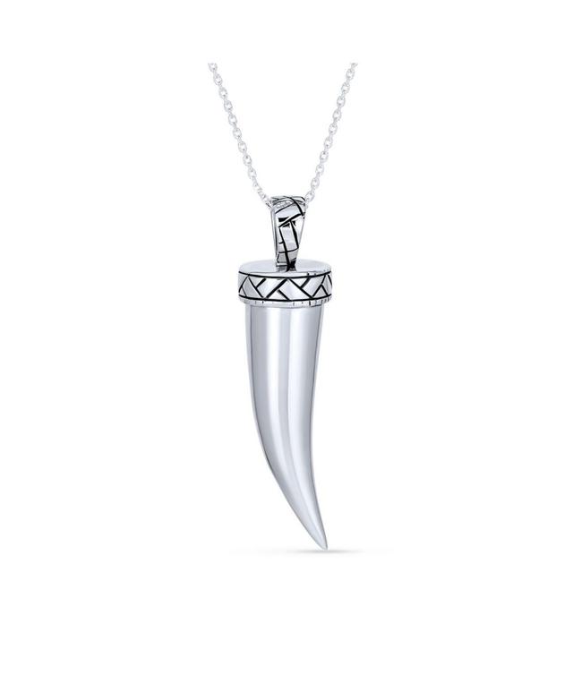 Bling Jewelry Protection Tooth Amulet Italian Horn Pendant Necklace For Women Oxidized Sterling Silver With Chain Product Image