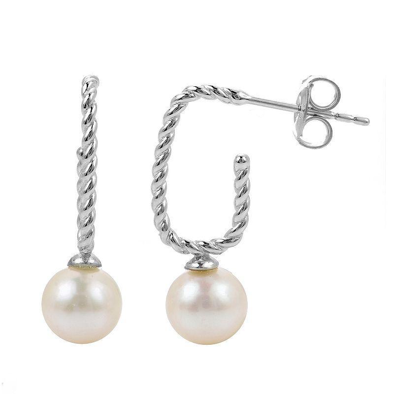 PearLustre by Imperial Sterling Silver Freshwater Cultured Pearl Twisted Wire 3/4 Hoop Earrings, Womens Product Image