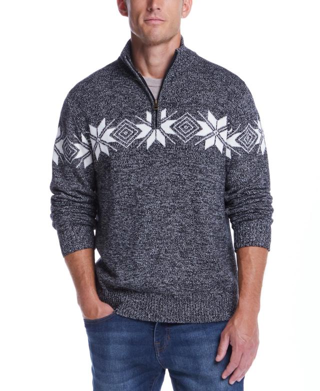 Weatherproof Vintage Mens Quarter-Zip Snowflake-Pattern Sweater Product Image