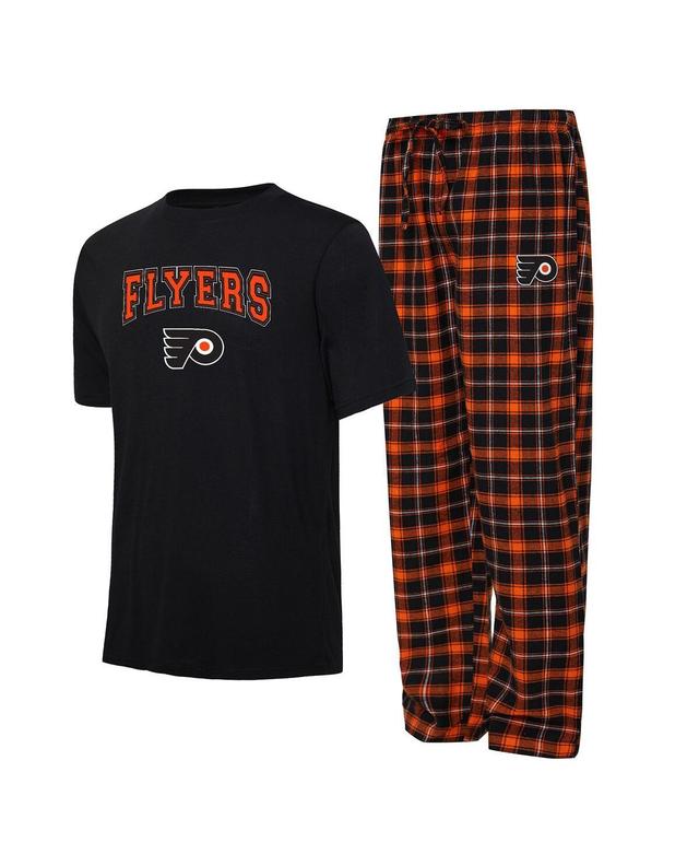 Mens Concepts Sport Black/Orange Philadelphia Flyers Arctic T-Shirt & Pajama Pants Sleep Set Product Image