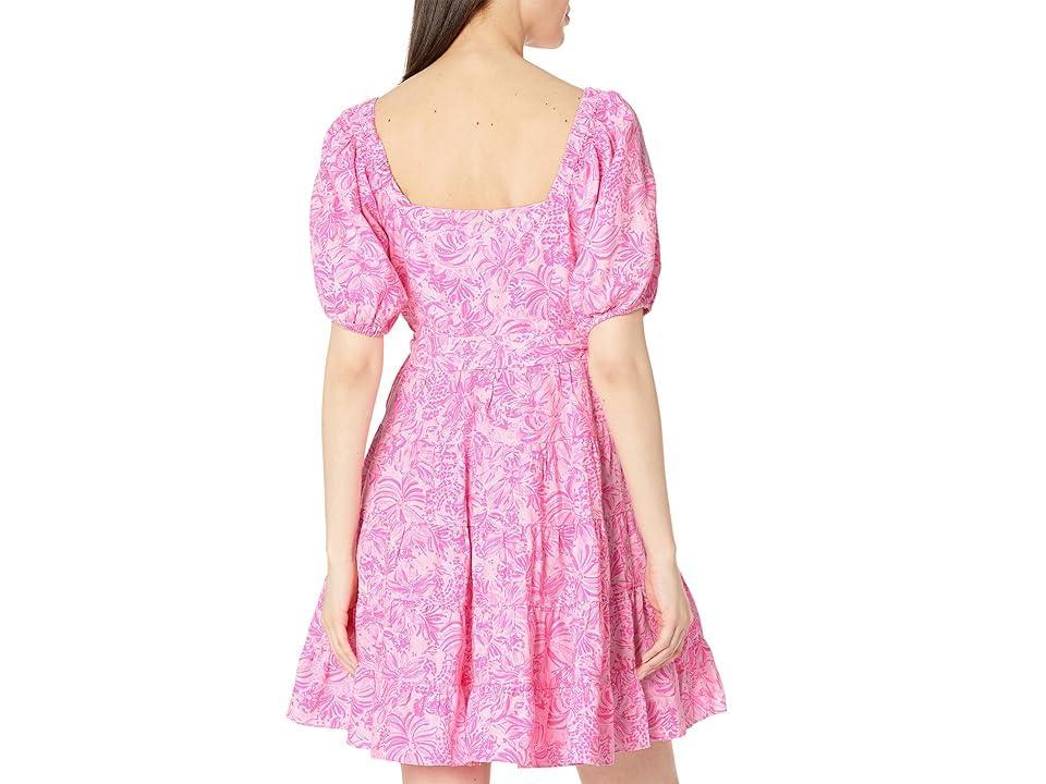 Lilly Pulitzer Iralee Linen Wrap Dress Blossom Foxy Llama) Women's Clothing Product Image