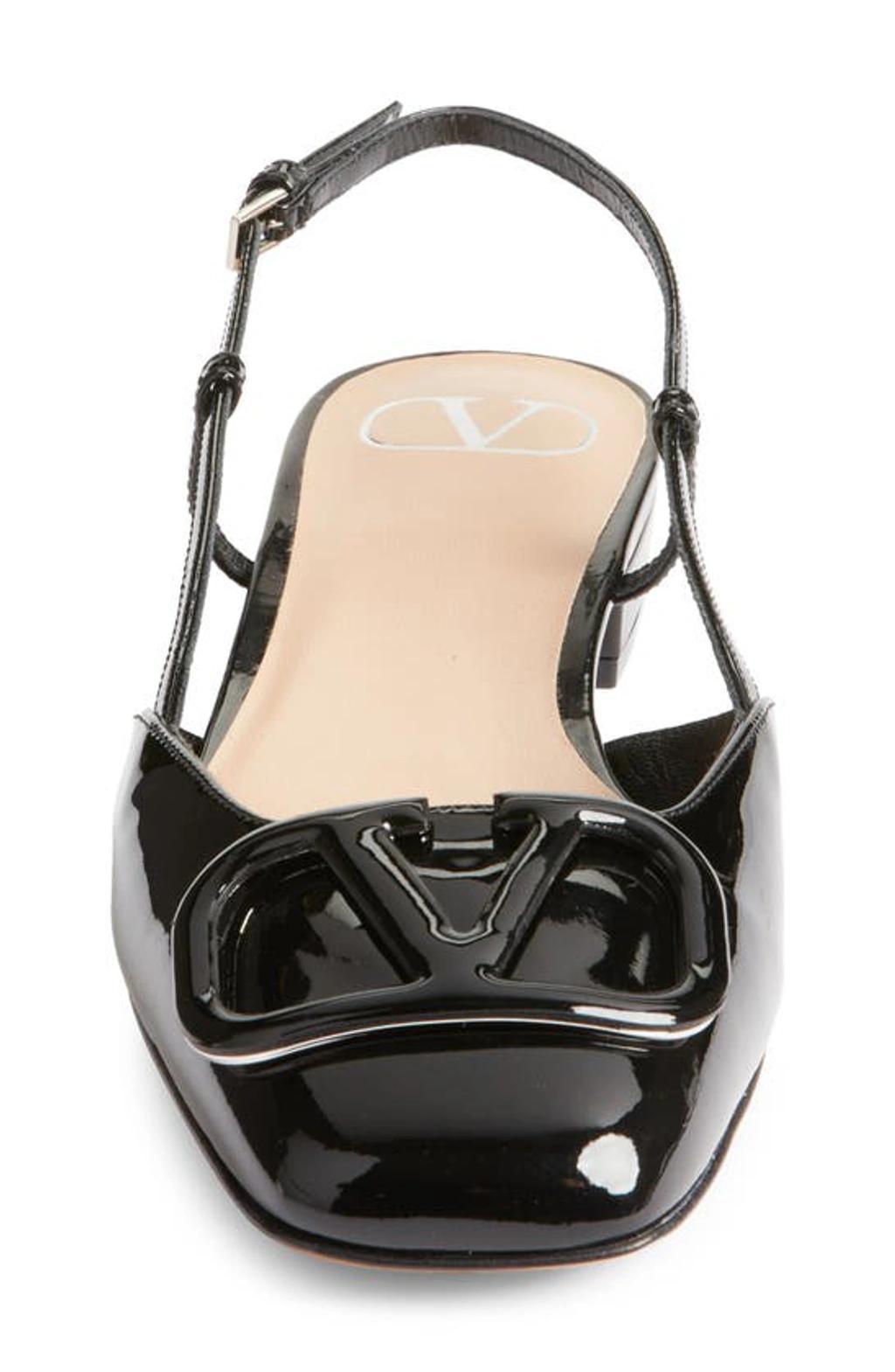 VALENTINO GARAVANI Vlogo Patent Slingback Ballerina Flats In Black Product Image