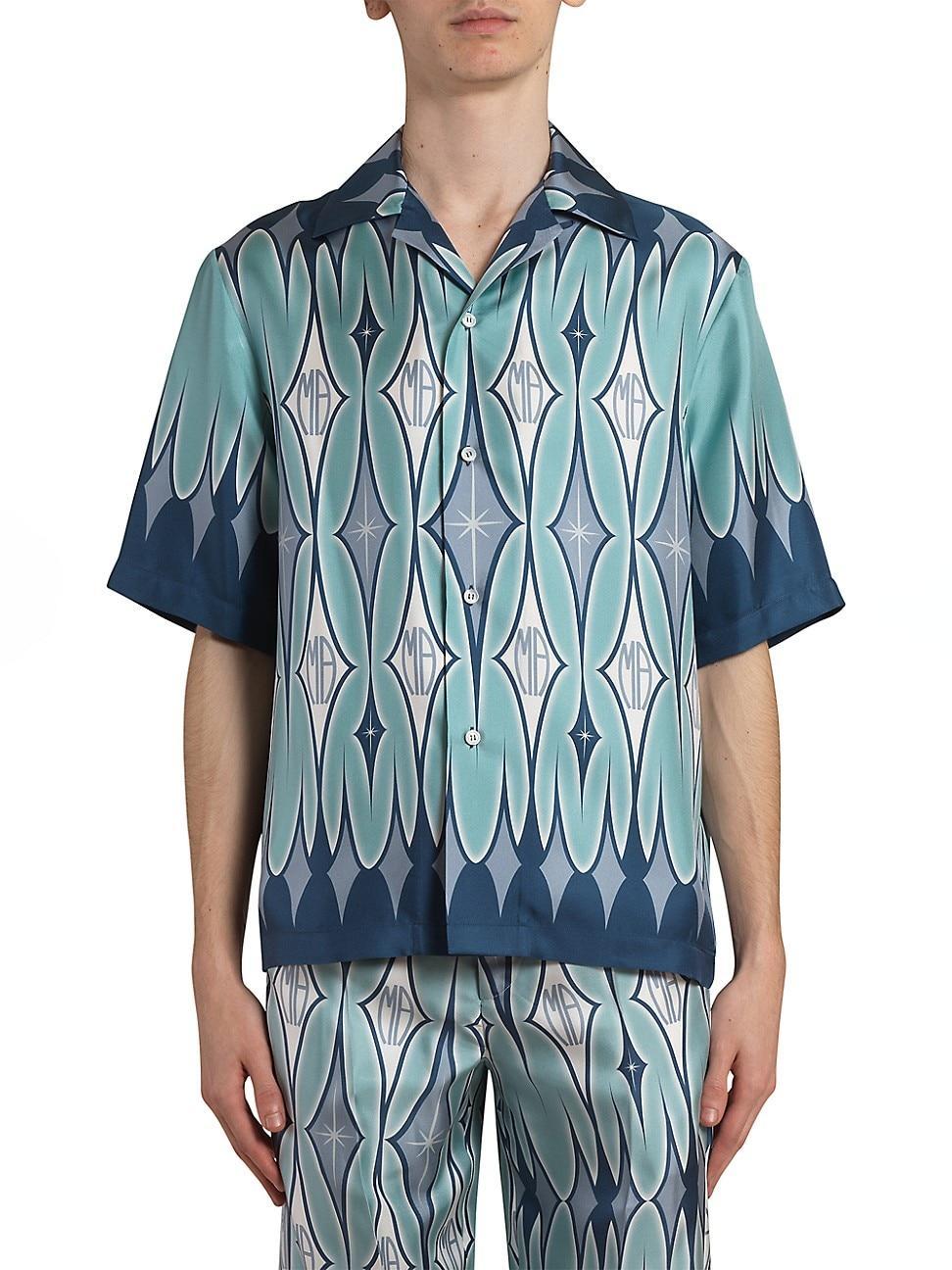 Mens Argyle Silk Bowling Shirt Product Image