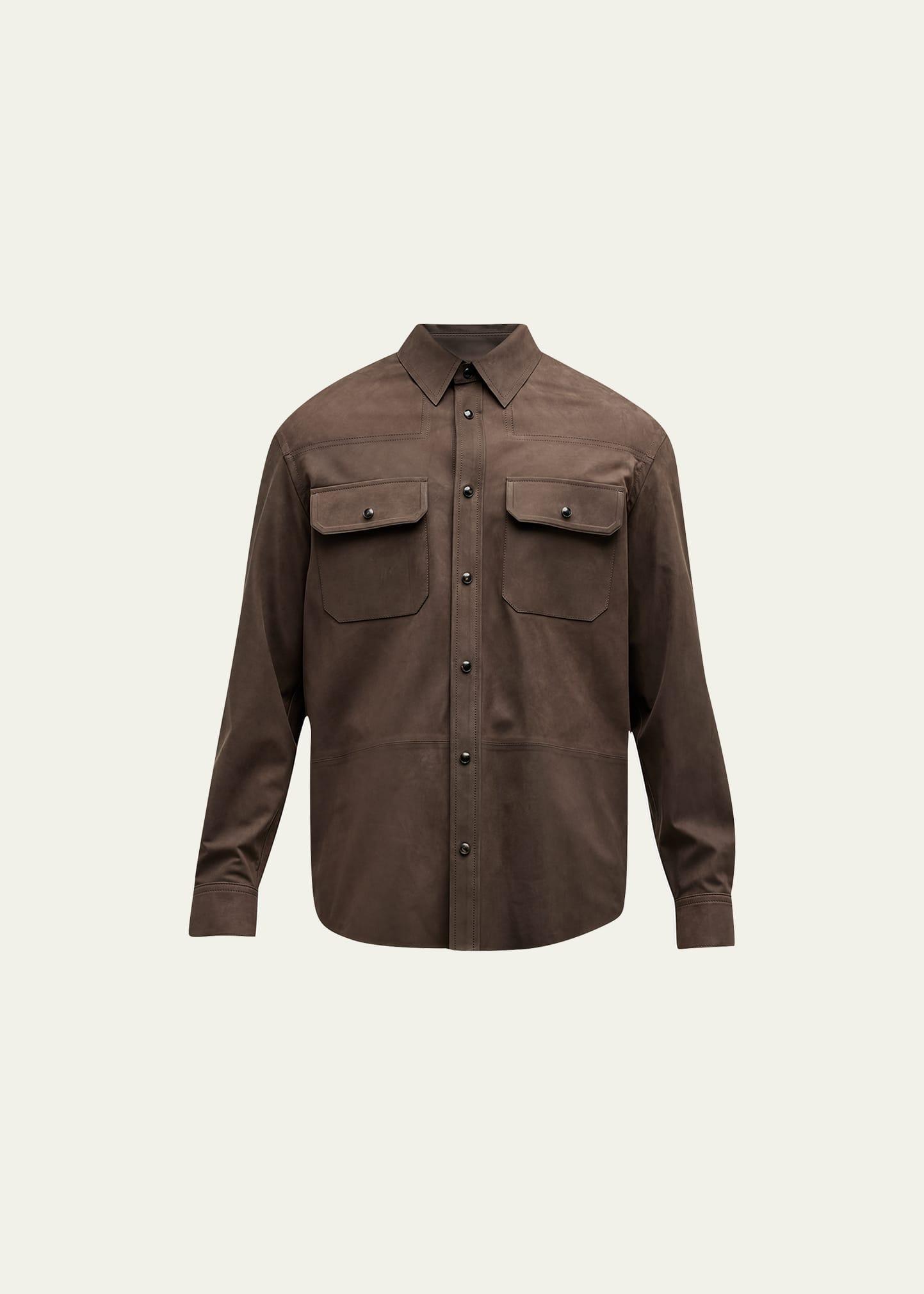 Mens Nubuck Leather Overshirt Product Image