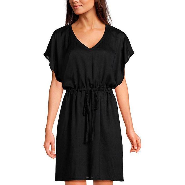 Womens Lands End Short Sleeve Tie Waist Swim Cover-Up Dress Product Image