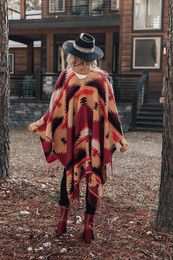 Escape To The Mountains Poncho In Red Product Image