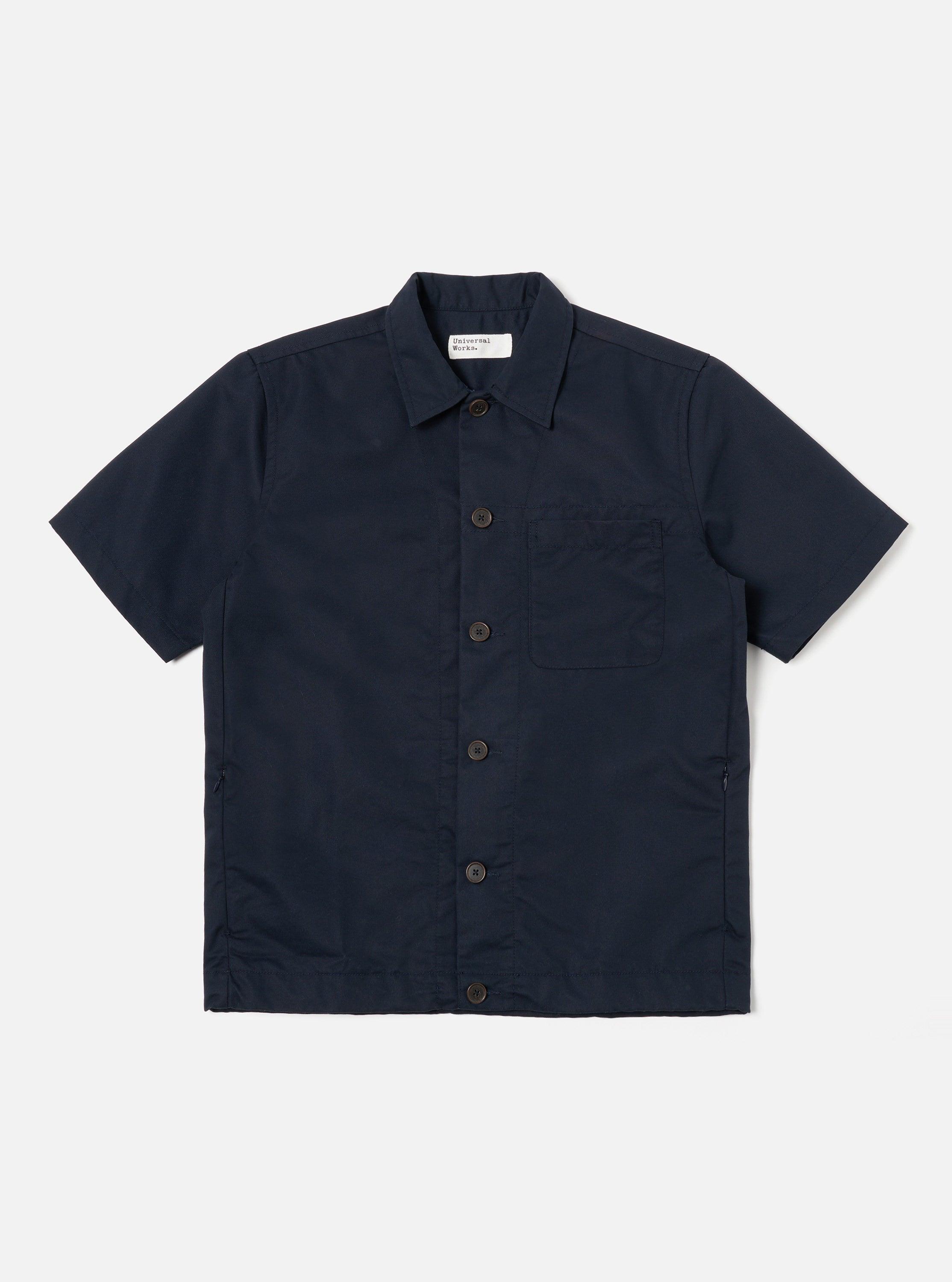 Universal Works Tech Overshirt in Navy Brushed Polytech Product Image