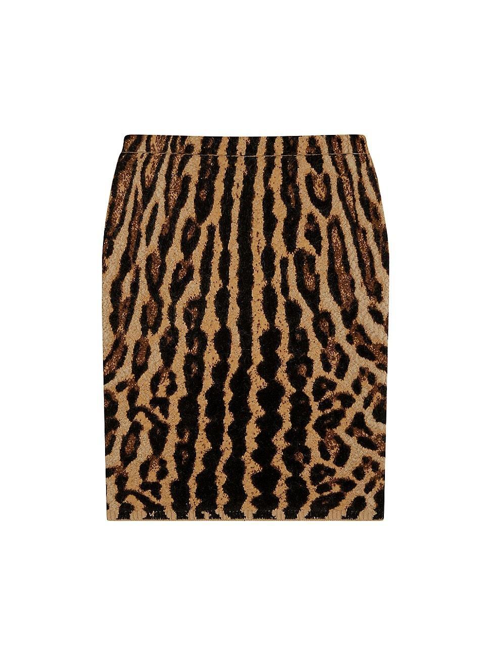 Womens Skirt In Leopard Knitted Mohair And Wool Product Image