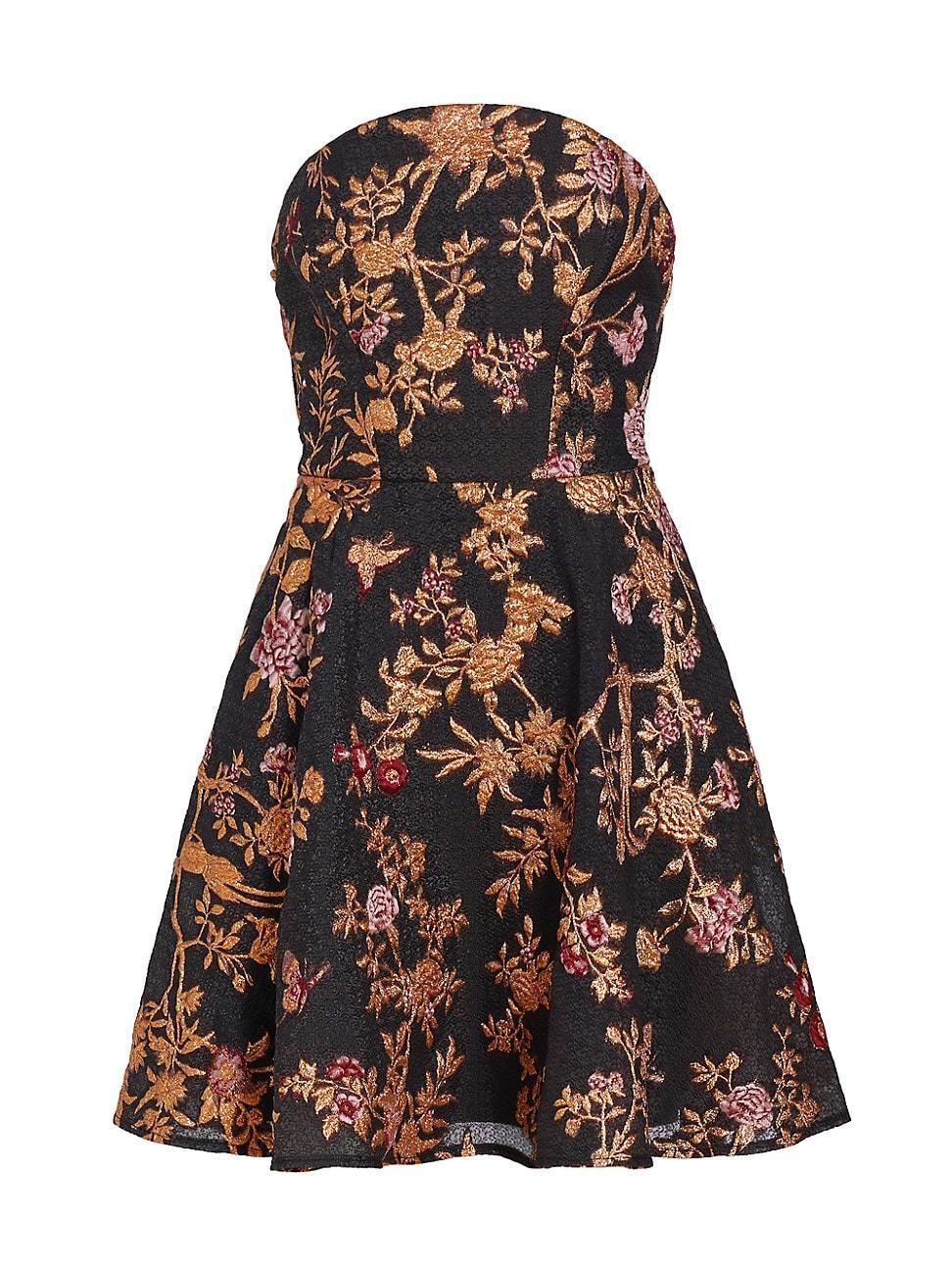 Womens Metallic Floral Fit & Flare Minidress Product Image