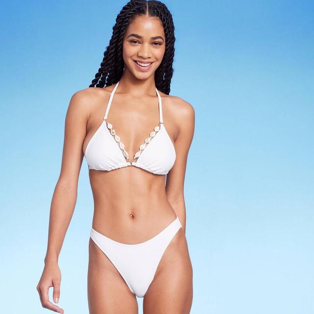 Womens Triangle Bikini Top with Removable Trim - Wild Fable White XS Product Image