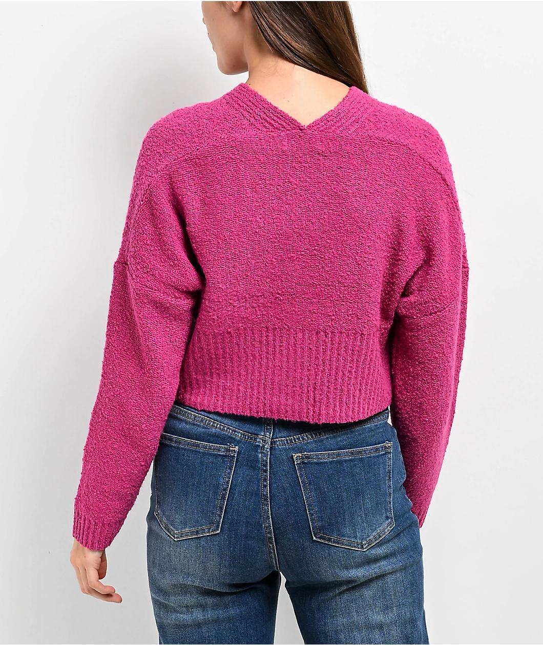 Love Knits NYC Pink Crop Cardigan Product Image