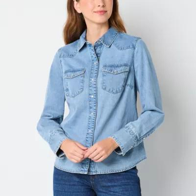 a.n.a Womens Long Sleeve Regular Fit Button-Down Shirt Product Image