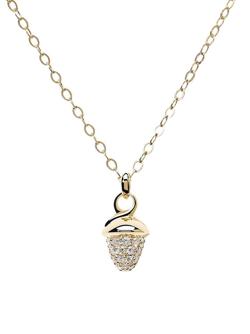 Womens Mikado 18K Yellow Gold & Diamond Pav Acorn Pendant Necklace Product Image